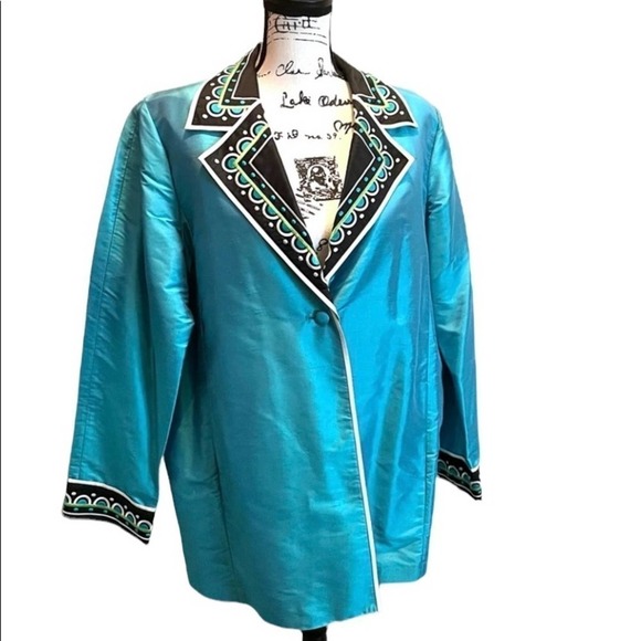 Bob Mackie Qvc Blazer Jacket Blue Size Large Oversized Funky Formal Statement - Picture 1 of 10